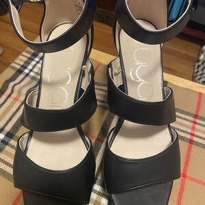 Sugar Black Strappy Block Heel Sandals